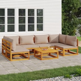 3155267 vidaXL Set mobilier de grădină cu perne gri taupe, 7 piese, lemn masiv