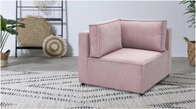 Modul pentru canapea roz deschis cu tapițerie din catifea reiată (cu colț variabil) Nihad modular – Bobochic Paris