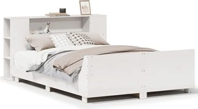 vidaXL Cadru de pat fără saltea, alb, 140x200 cm, lemn masiv pin