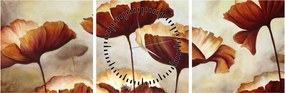 Tablou flori roșii (cu ceas) (90x30 cm)