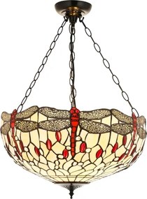 Endon 112251 - Candelabru Tiffany DRAGONFLY suspendat pe lanț, 3xE27/60W/230V, Ø 50 cm