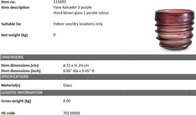 Vaza flori, Vas decorativ Xalvador S, mov 115693 HZ