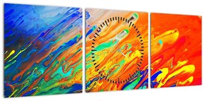 Tablou - Abstract colorat (cu ceas) (90x30 cm)