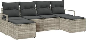 vidaXL Set de canapea 6 pcs Gri deschis poliratan