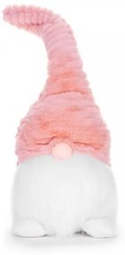 Decoratiune Craciun, pitic cu picioare scurte, roz si alb, 20x19x58 cm