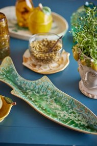 Platou de servire în formă de pește din ceramică, L42×H3,5×W13 cm, verde, „Hadden"