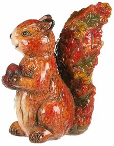 Decorație de toamnă Veveriță cu alune, 12 x 7 x 13cm, ceramică