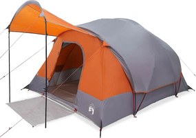 vidaXL Cort de familie tunel 8 persoane, gri/portocaliu, impermeabil