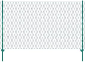 Gard din plasa de sarma cu stalpi, verde, 25 x 1,5 m, otel 1, 1.5 m, 25 m, 13 mm