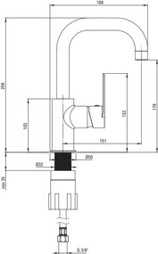 Alpinia baterie lavoar / bucatarie chrom BGA024M