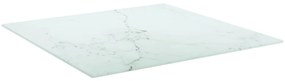 322255 vidaXL Blat masă alb 60x60cm 6mm sticlă securizată, design de marmură