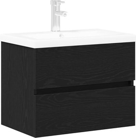 vidaXL Dulap pentru Chiuveta de Baie Stejar Negru 80 x 39 x 62 cm