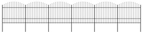 Gard de gradina cu varf sulita, negru (1,5-1,75)x10,2 m otel 1, 150-175 cm, 10.2 m