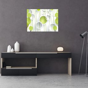 Tablou pe sticlă cu abstracție și copaci (70x50 cm)