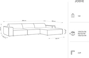 Coltar dreapta 4 locuri, Jodie, Micadoni Home, BL, 284x166x70 cm, catifea, bej deschis