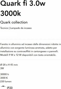 Mini Spot LED incastrabil Quark fi 3.0w 3000k, Negru