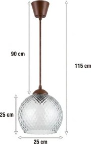 Brilagi - LED Pendul pe cablu R GLASS 1xE27/60W/230V Ø 25 cm maro/gri fumuriu