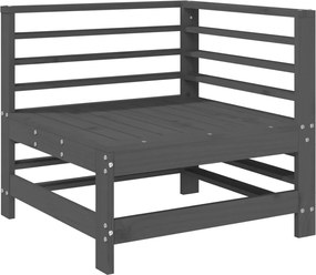 vidaXL Canapea de colț pentru grădină, gri, lemn masiv de pin