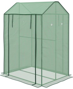 Outsunny Seră de grădină cu 2 spații și 2 uși cu role - 0,8 m² Seră pentru tomate dim. 1L x 0,8l x 1,5H m, Oțel și PE | Aosom Romania