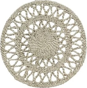 Suport pentru vase calde din iută artizanală, împletit manual, alb-natur, formă rotundă, 21,5 cm, „Emma"