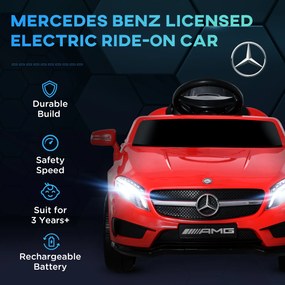 HOMCOM Mașină Electrică pentru Copii, Mercedes GLA Electric pentru Copii 3+ ani, cu Telecomandă, Faruri și Muzică, 100x58x46 cm, Roșie | Aosom Romania