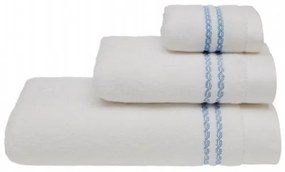 Prosoape de corp CHAINE 75 X 150 cm Alb-broderie albastru / Blue embroidery