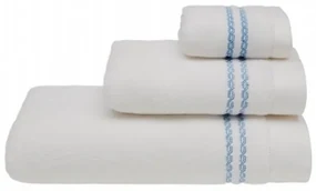 Prosop CHAINE 50 x100 cm Alb – Broderie albastră