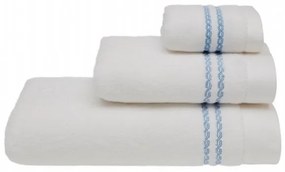 Set cadou de prosoape mici CHAINE, 3 buc Alb-broderie albastru / Blue embroidery