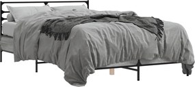 vidaXL Cadru de pat, gri sonoma, 140x200 cm, lemn prelucrat și metal