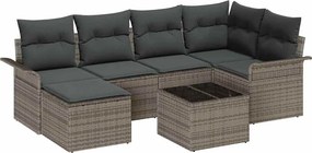 vidaXL Set de canapele pentru grădină 7 pcs Gri poliratan