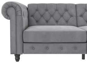 Canapea gri deschis cu tapițerie din catifea 236 cm Felix – Støraa