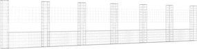 vidaXL Coș de gabion în formă de U cu 7 stâlpi, 740x20x150 cm, fier