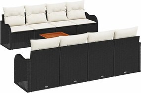 vidaXL Set de canapele pentru grădină cu pernă 9 pcs Negru poliratan