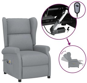 3098331 vidaXL Fotoliu de masaj electric cu spătar cu aripi gri deschis textil