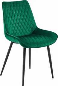 OFERTA Scaun din catifea verde inchis VERDO cu picioare negre Calitatea a II-a