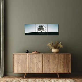 Tablou cu natura - copac (cu ceas) (90x30 cm)