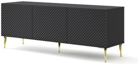 Masă TV C 3D 150 Rowanna (Negru lucios + Auriu). 1125044