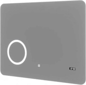 Oglindă lemn masiv cu Ceas Iluminare LED si Lupa Touch 80x60cm / 100x70cm - 80x60cm