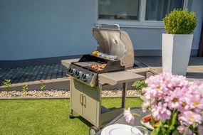 Grătar pe gaz OKLAHOMA BBQ, 3 arzătoare, cu regulator de presiune, argintiu Penta CZ