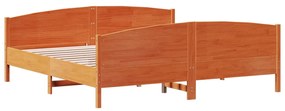 3216163 vidaXL Cadru de pat cu tăblie, maro ceruit, 200x200 cm, lemn masiv pin