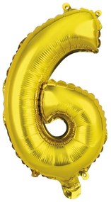 Numere Gold, Balon folie numărul 6, auriu, 45 cm