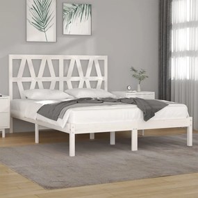 3104009 vidaXL Cadru de pat, alb, 160x200 cm, lemn masiv de pin