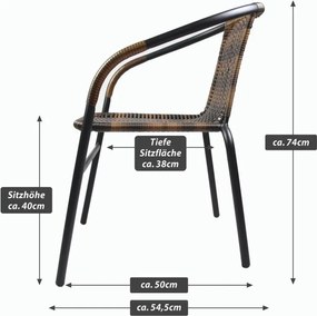 Scaun bistro de grădină, stivuibil, maro