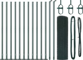 vidaXL Stâlp de gard. Verde 25 x 0,5 m (plasă de 12 x 12 mm) Oțel