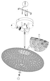 Eglo 95285 - Cristal Plafoniera CLEMENTE 3xE27/60W/230V
