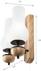 Aplică Brilagi COTTAGE 2xE14/40W/230V stejar/alb