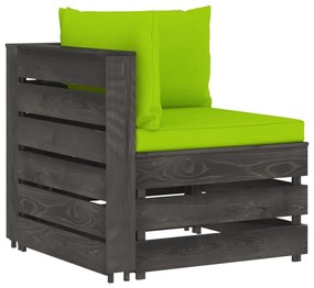Set mobilier de gradina cu perne gri, 6 piese, lemn tratat bright green and grey, 6