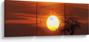 Tablou - Apus de soare (cu ceas) (90x30 cm)