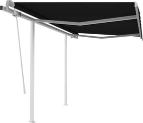 vidaXL Copertină retractabilă manual cu stâlpi, antracit, 3,5x2,5 m