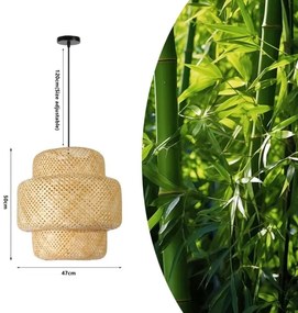 Lustră pe cablu Immax 08268L HILO 1xE27/40W/230V d. 47 cm bambus